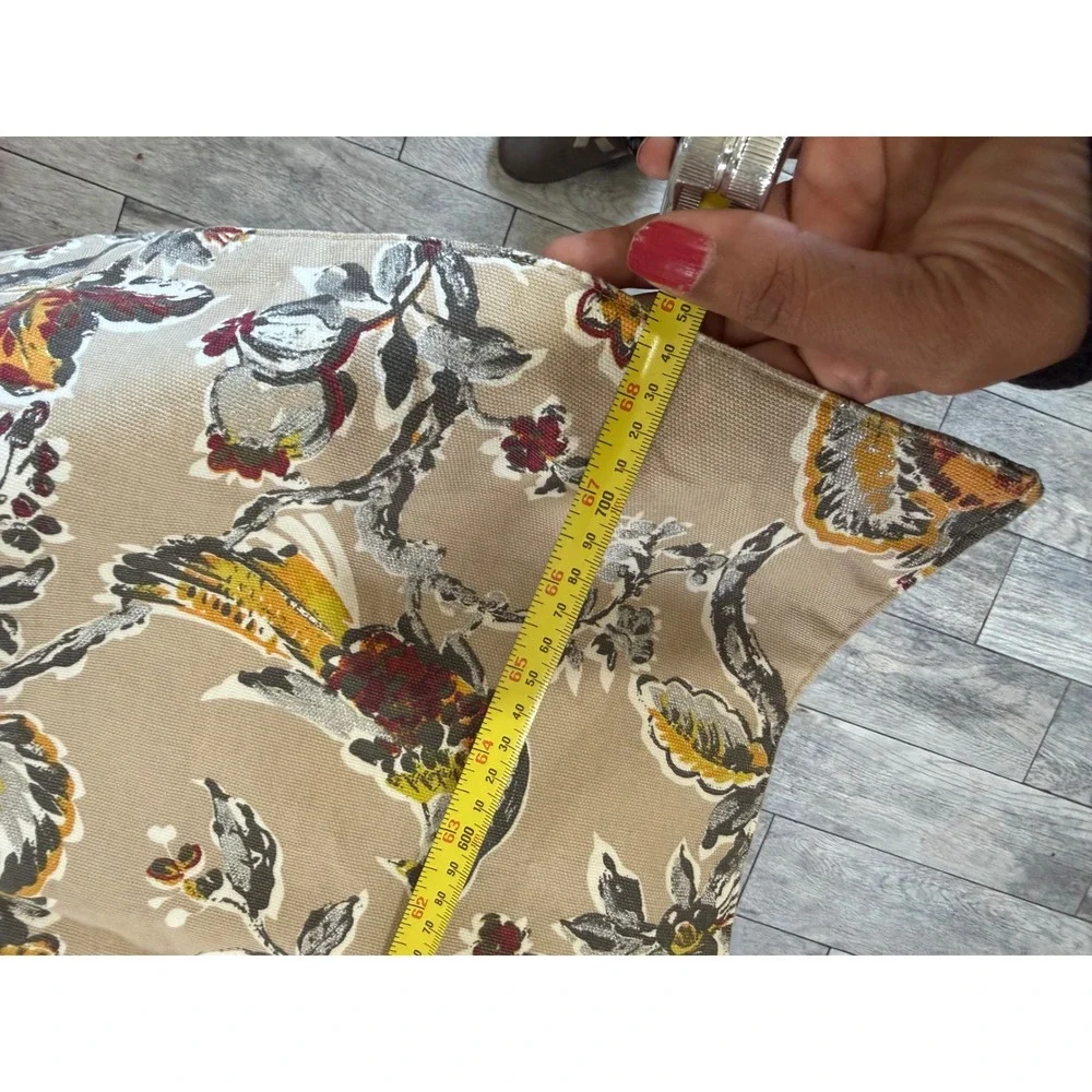 Nicole Miller Home Floral Bird‎ Table Runner Tan Botanical 14x68 Cotton Blend